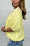 Women's Super Soft Chunky Knit Gold Button Cardigan