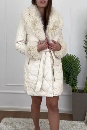 Women's Casual Warm Detachable Large Fur Collar Cotton Coat