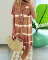 ?Tie-dye Striped Short-sleeved Loose T-shirt Dress