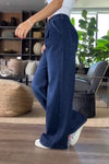 Women's Casual Floor-length Straight Denim Wide-leg Pants