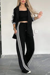 Women's Casual Contrast Color Splicing Web Pants Suit