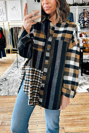 Women's Casual Lapel Single-breasted Plaid Shirt