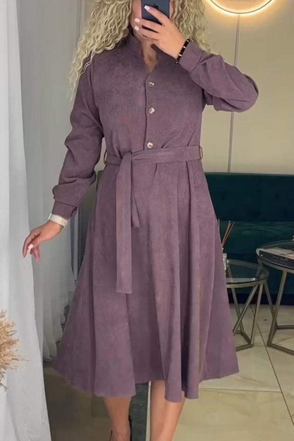 Women's Casual Solid Long Sleeve Dress