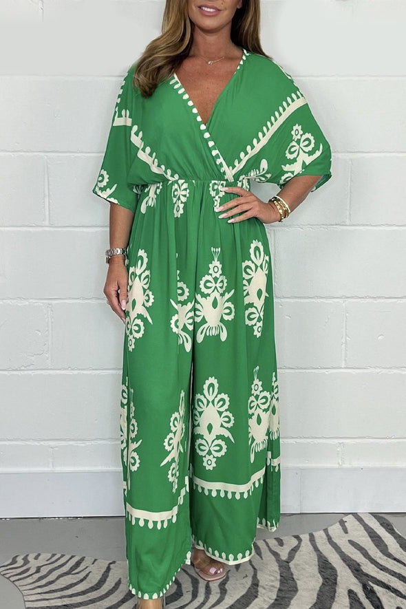 Printed Cross Front Jumpsuit
