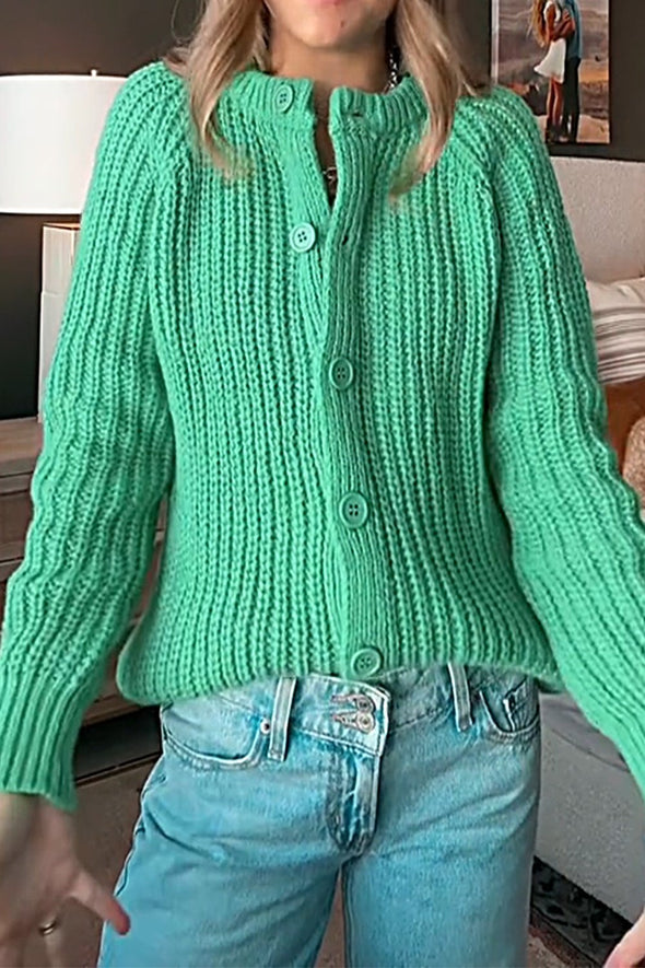 Women's Solid Color Knitted Sweater Cardigan