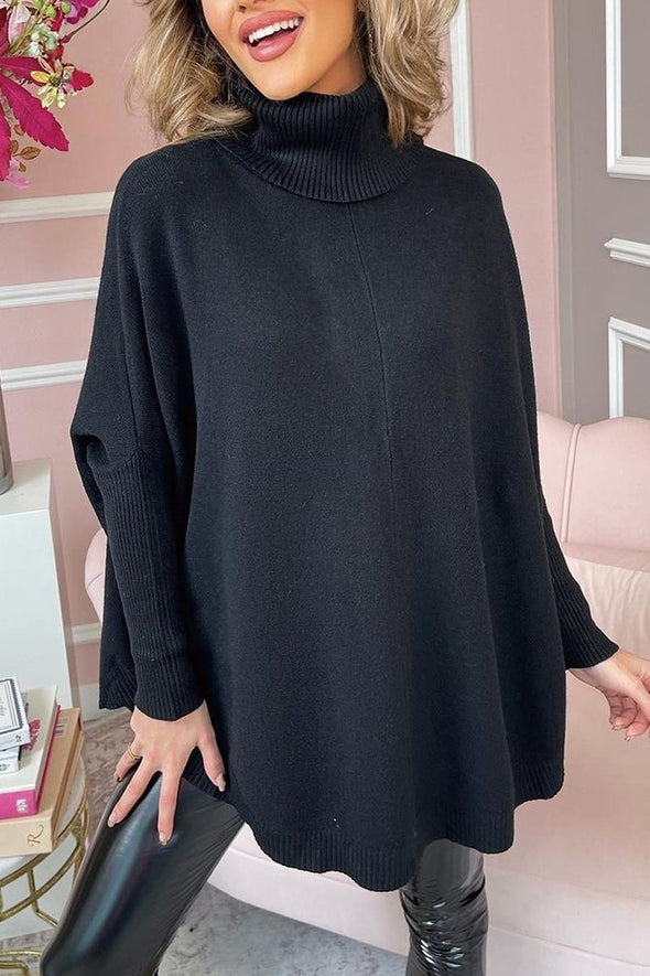 Women's Gorgeous soft knit oversized ribbed arm turtle neck jumper