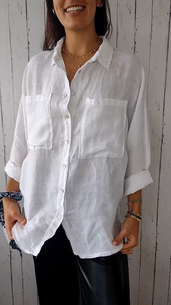 Cotton and Linen Solid Color Shirt