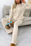 Women's Casual Solid Color Hooded Knitted Long-sleeved Two-piece Suit