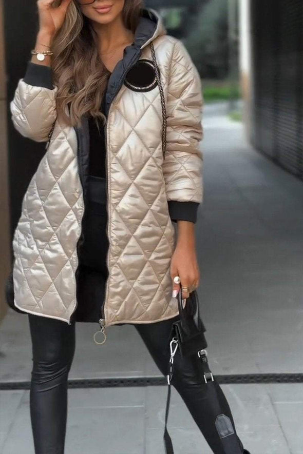 Winter Hooded Zipper Warm Padded Jacket for Women