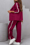 Women's Side Striped Lapel Long Sleeve Casual Suit