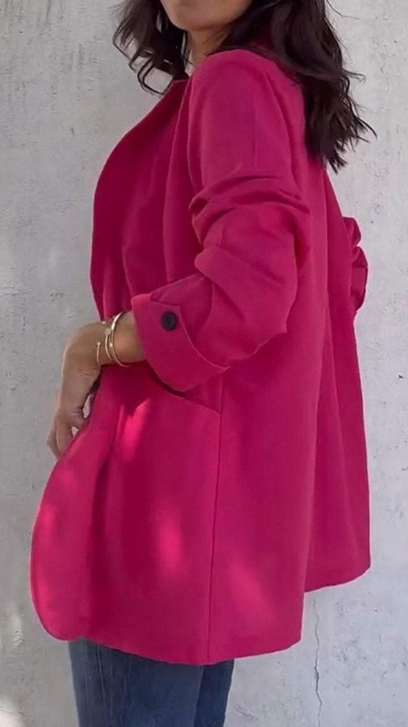 Women's Pink Cardigan Breasted Casual Top Coat