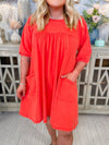 Women's Solid Color Loose Mid-sleeve Dress