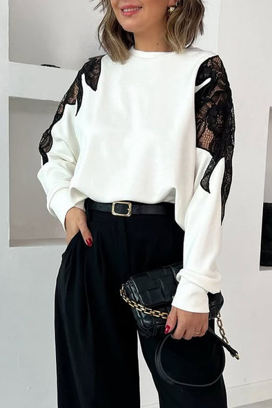 Women's Fashion Lace Decoration Sweatshirt