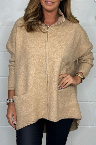 Women's High Collar Long Sleeve Knitted Coat Fashion Trends