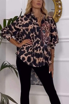 Women's Casual Lapel Leopard Printed Shirt