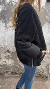 Women's Round Neck Long Sleeve Plush Patchwork Coat