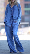 Women's Lapel Loose Tencel Denim Casual Suit