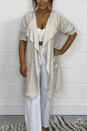 Casual solid color waterfall cardigan
