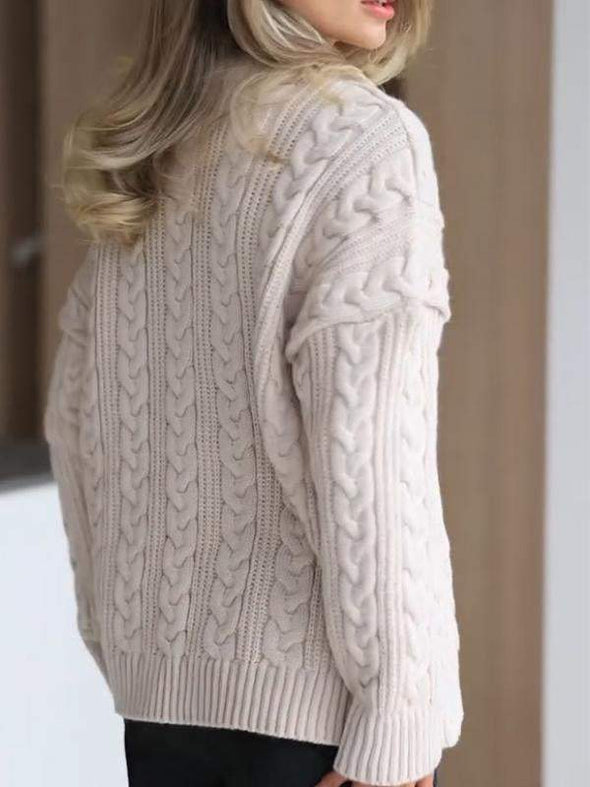 Women's Round Neck Long Sleeve Knitted Sweater