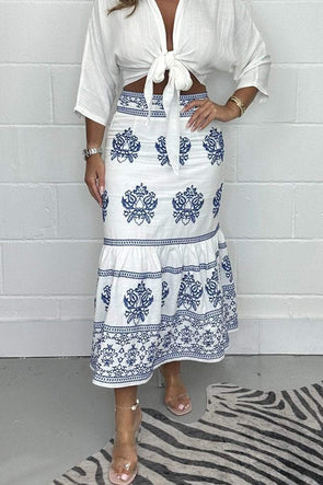 Women's embroidered midi skirt