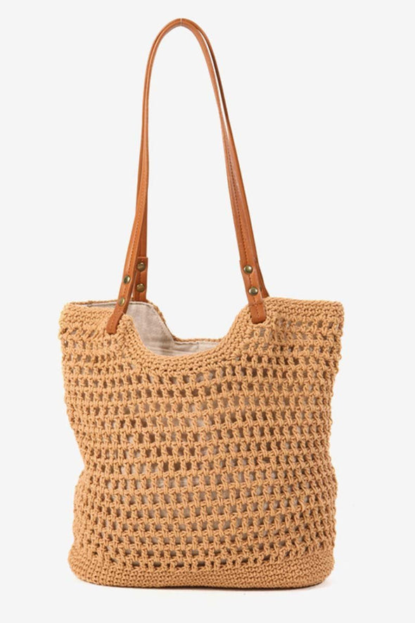 Retro Beach Vacation Bag Hollow Shoulder Bag Versatile Commuting Bag for Women