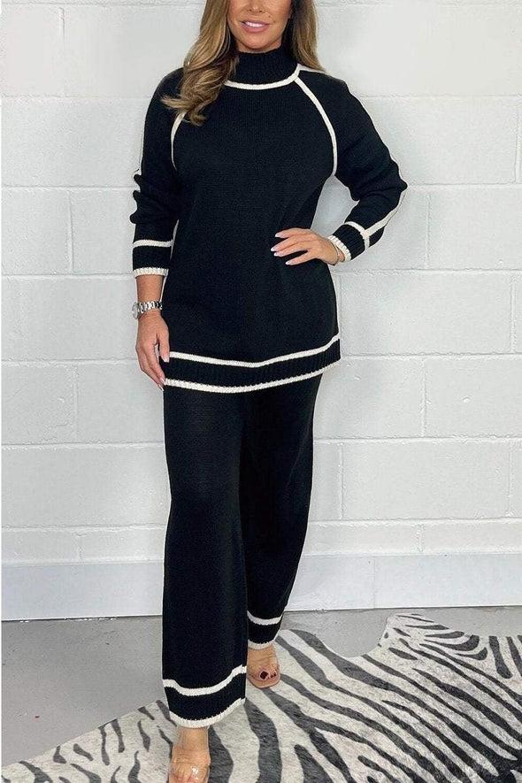 Women's Gorgeous stripe piping soft cosy knit lounge suit