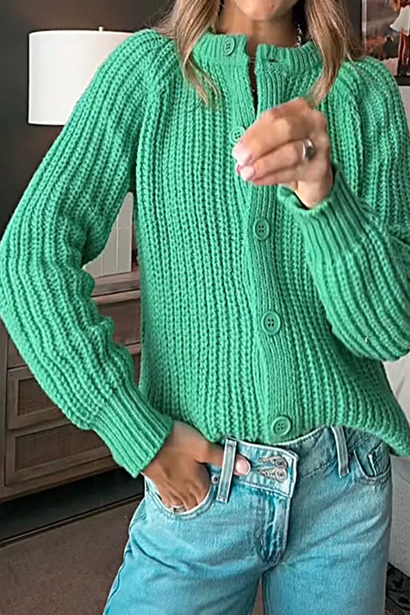 Women's Solid Color Knitted Sweater Cardigan