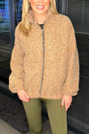 Women's Casual Round-neck Zip-up Woolen Jacket