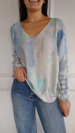Women's V-neck Long-sleeved Casual Top