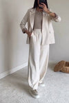 Women's casual cotton and linen suit jacket and pants two-piece set