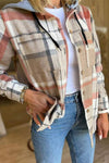 Casual Plaid Button-down Long-sleeve Hooded Shirt