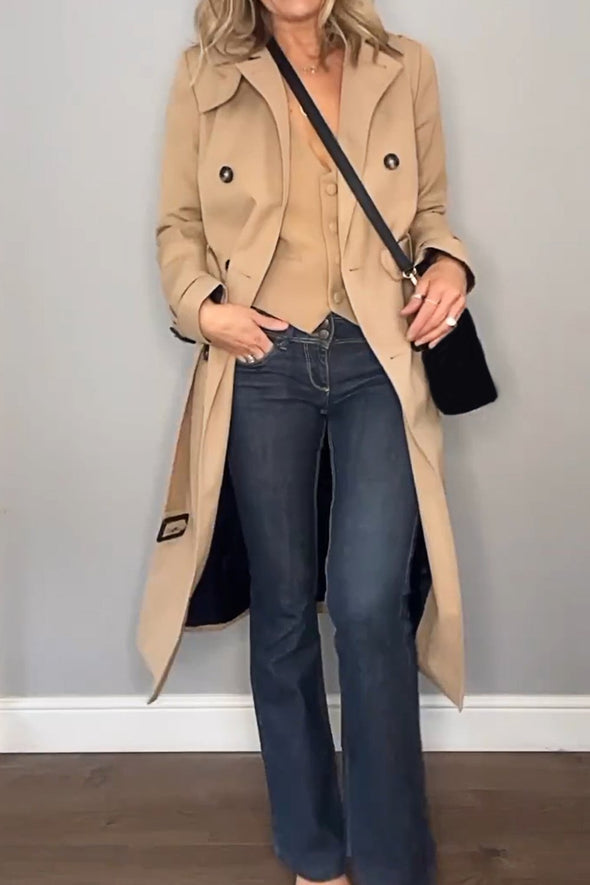 Women's Solid Color Casual Trench Coat