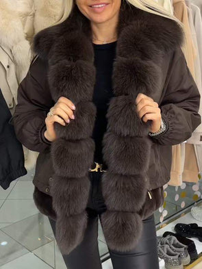 Women's Fur Lapel Detachable Two-piece Casual Coat