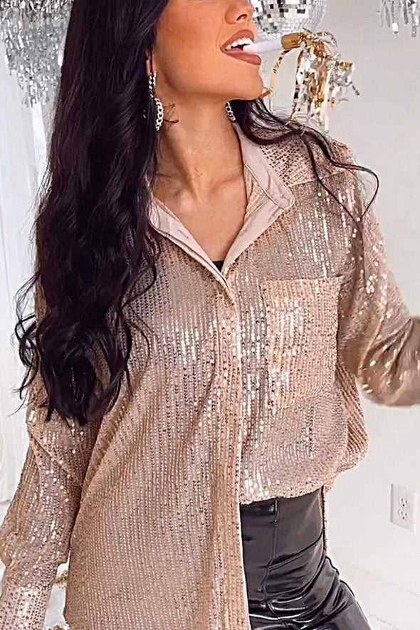 Women's Fashion Sequined Shirt Tops