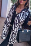 Women's Casual Zebra Print Hooded Sleeveless Coat