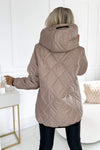 Women's Hooded Zipper Side Button Design Casual Coat