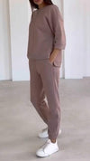 Women's Round Neck Mid-length Sleeve Casual Suit