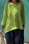 Solid color cotton and linen long sleeve t-shirt