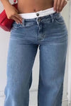 Women's Casual Double Waist Denim Wide Leg Pants