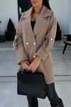 Women's Solid Color Double Breasted Coat Jacket