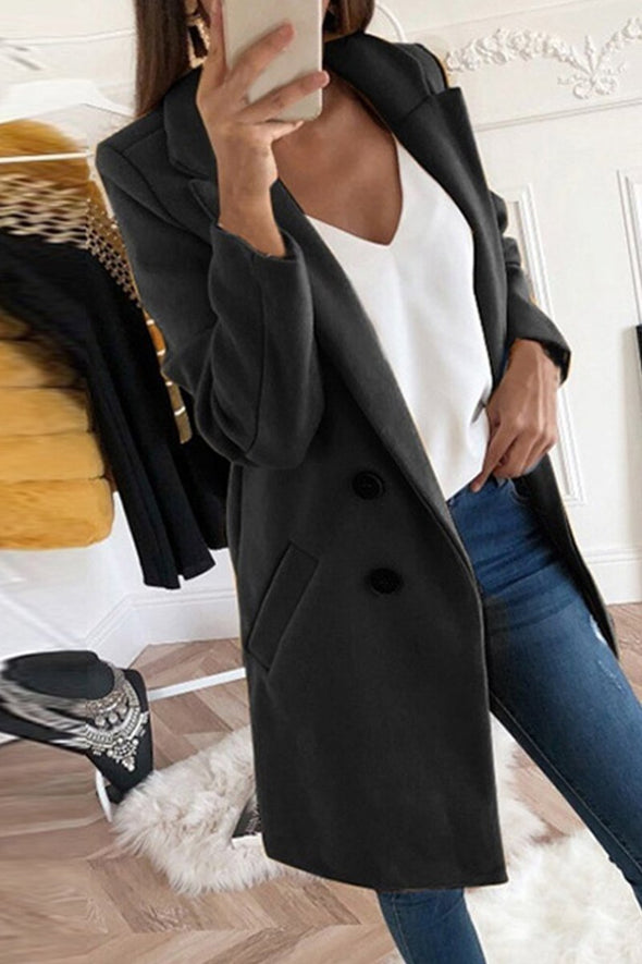 Women's Fashion Solid Color Suit Collar Slim Fit Women's Windbreaker Jacket