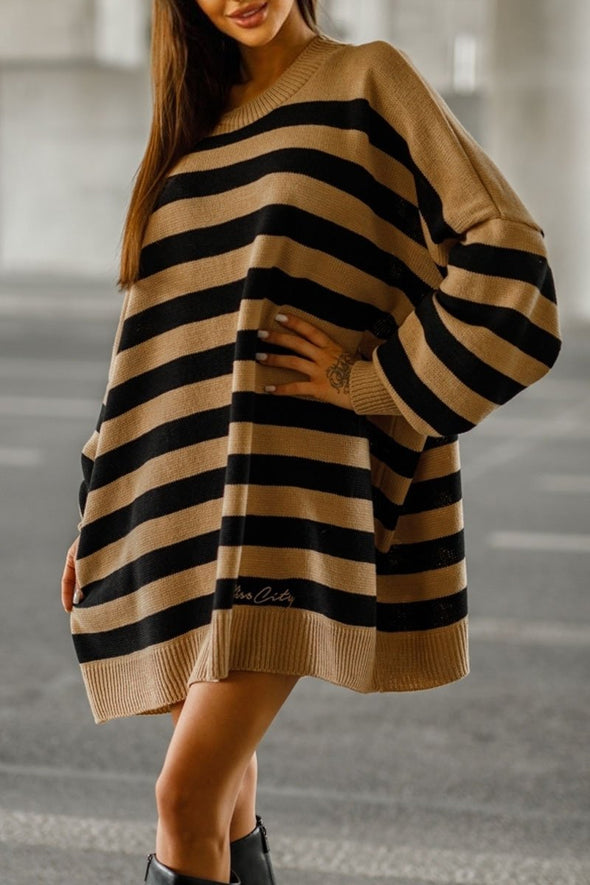 Casual Striped Long Sleeve Pullover Sweater