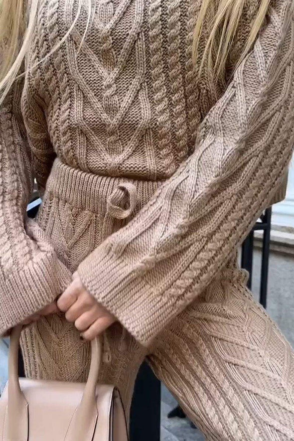 Women's Knitted casual pullover trousers suit