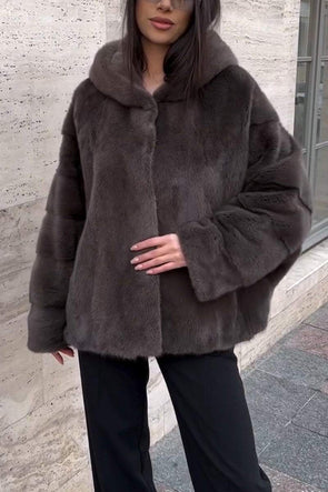 Women's Casual Hooded Loose Fur Coat