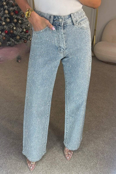 Women's Elegant Sparkling Straight-leg Jeans