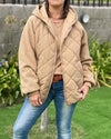 Women's Hooded Fur Patchwork Zipper Casual Cotton Coat