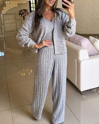 Women's Fashion Casual Sweater Three-piece Set