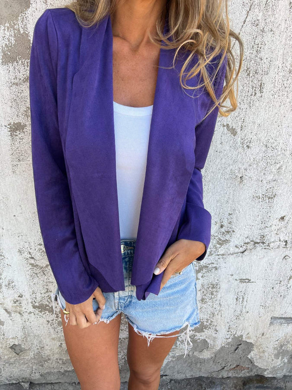 Women's Lapel Solid Color Casual Cardigan