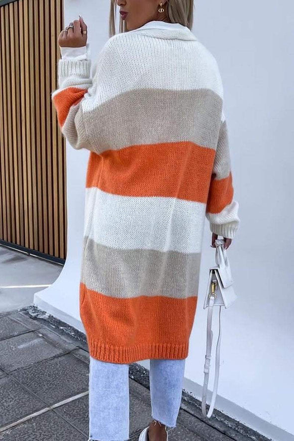 Casual Striped Sweater Coat