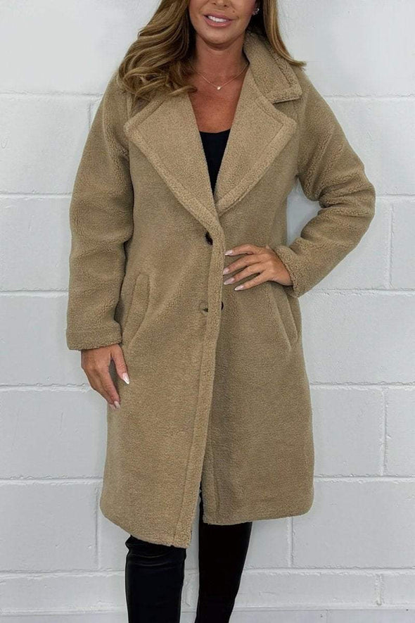 Women's solid color teddy coat